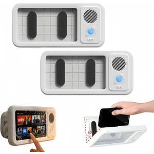 Bluetooth Shower Phone Holder with Speaker, Upgraded Water Proof Phone Holder for Shower,Adjustable Waterproof Box Speaker,Hands-Free Music&Video,360° Rotation,Fixed Mount for Bathroom (1, Standard)