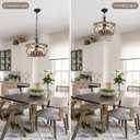 15.7" Farmhouse Chandelier, 5-Light Rustic Drum Chandelier Light Fixture Over Table, Hanging Lamp,Wood Chandelier for Dining Room, Kitchen