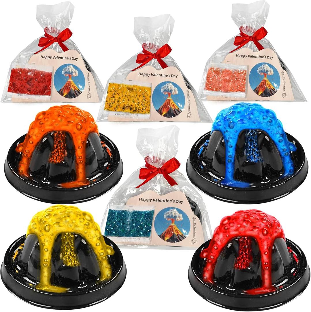 24Pcs Volcano Eruption Science Kit Party Favor Experiments Gifts for 4-6 8-12 Age Boys and Girls Valentine's Day Christmas (Valentine, One Size)