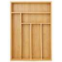 Juvale Bamboo Silverware Drawer Organizer with 6 Slots, Wooden Cutlery Tray Holder for Kitchen, Flatware, Utensils, 14.5 x 10.25 x 1.75 In - Silverware Organizer
