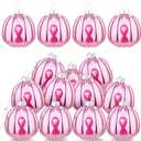 12 Pcs Breast Cancer Christmas Ornaments for Tree Pink Hanging Pumpkins Pink Ribbon Tree Ornaments Breast Cancer Awareness Decorations for Home Xmas Party Decor Gifts