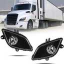 Led Fog Light Compatible with Freightliner Cascadia 2018-2024 Pair Set Fog Lamp DOT and SAE Approved (Black)