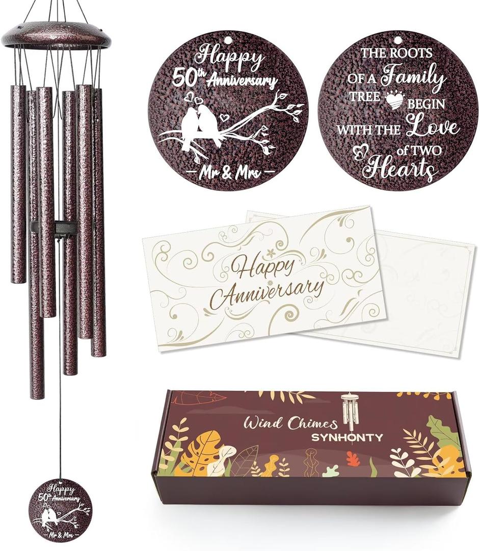 50th Anniversary Wind Chimes Gifts for Men Women, Romantic 50 Year Anniversary for Couples, Parents, Wife, Husband, Friends, Happy Anniversaries Decorations