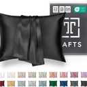 Tafts Pillow Cases - 22mm 100% Pure Mulberry 6A Silk Pillowcase for Hair & Skin with Zipper Closure, Cooling, Natural, Organic, Double Sided Silk Pillow Case (Midnight Black, Queen 20x30 1pc)