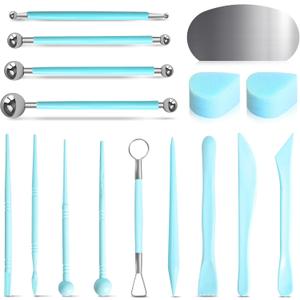 16 PCS Clay Tools Kit for Pottery & Polymer Clay  Air Dry Clay Sculpting Tools Set for Kids & Adults, Includes Dotting, Carving, Molding, Modeling, and Shaping Tools for Pottery Craft