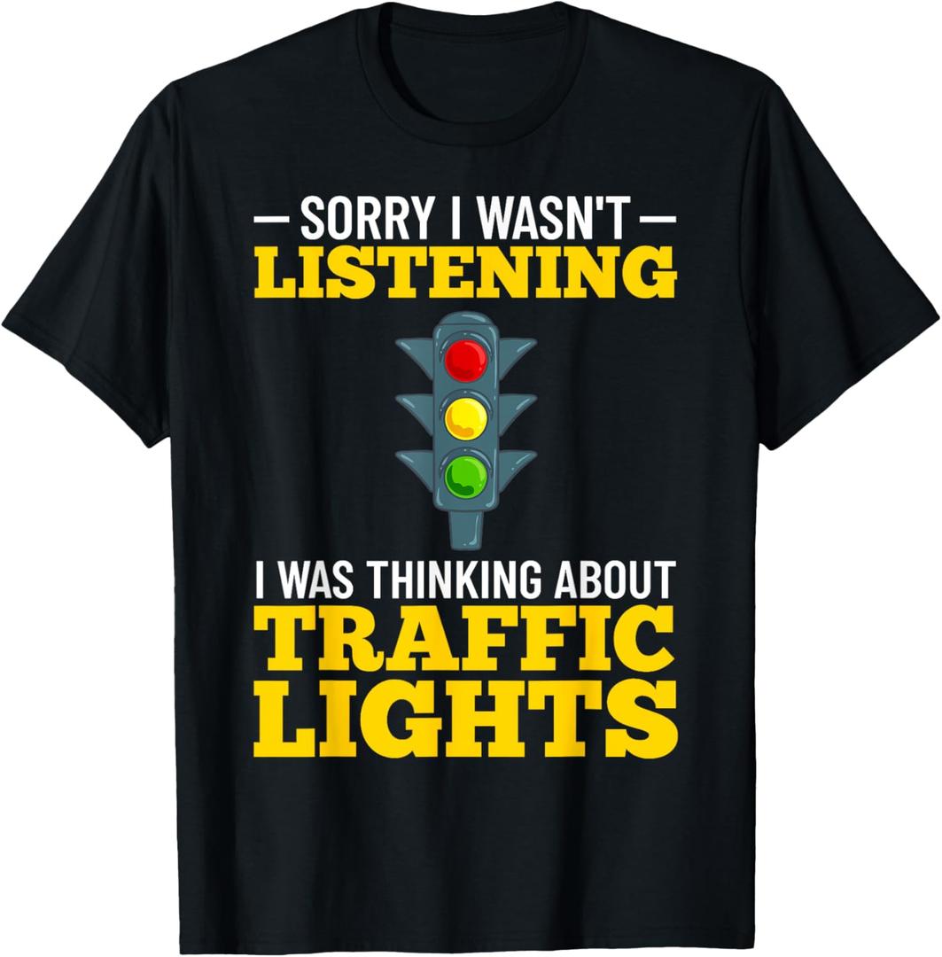 Sign Green Yellow Red Stop Stoplight T-Shirt (M, Black)