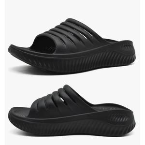 KuaiLu Womens Recovery Sandals With Comfortable Plantar Fasciitis Support,Ladies Orthotic Open Toe Sport Slides Thick Cushion Reduces Stress on Feet,Joints & Back Post-Exercise, Size 9