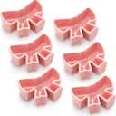 6 Pack Pink Bow Shaped Ceramic Bowls Cute Small Pinch Bowls for Dipping Sauces and Spices, Coquette Adorable Ring Trinket Holder for Jewelry, Decorative Appetizer Serving Dishes for Party