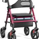 HOMLAND Foldable Rollator Walker for Seniors with Seat, 16" Extra-Wide Seat