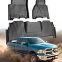 Car Floor Mats for Dodge Ram Mega Cab Only: 2010-2018 All-Weather Truck Accessories for 4th Ram Mega Cab 2500/3500 HD Liners, Front & Rear Waterproof Anti-Slip Full Set Truck Mats