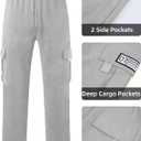 CEHT Men's Cargo Sweatpants Joggers Casual Pants with Pockets for Hiking Athletic Workout (Gray)
