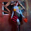 Dolls Kill Nightmare Sally Rag Doll Costume  Halloween Colorblock Outfit by Trickz N' Treatz (Small, Black)