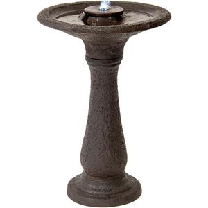 XBrand 23.43" H Tiered Freestanding Classic Bird Bath Outdoor Water Fountain w/Auto Shut-Off Pump, Dark Brown