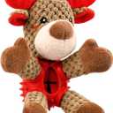 Malier Christmas Squeaky Dog Toys, Durable Latex Rubber Chew Bite Toys Stuffed with Crinkle Paper for Puppy to Medium Pets (Elk)