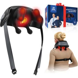 BOB AND BRAD Neck Massage with Heat, iNeck Pro Cordless 4D Shiatsu Massager for Neck, Shoulder & Back Pain Relief, Deep Tissue Kneading, FSA-HSA Eligible Gift for Women, Men (Gray Black)