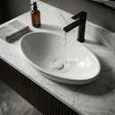 NUESTRA VIDA 20.5" x 12.6" x 5.5" Glossy White Egg Shaped Vessel Sink, Modern Above Counter Bathroom Vanity Basin, 20.512.65.5 inch