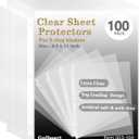 Sheet Protectors 8.5 x11 Inch, 100 Pack Page Protectors for 3 Ring Binder, Top Loading Plastic Sleeves with Reinforced 3-Hole Punch for Binders, Letter Size, for Documents and Photos, Office Supplies