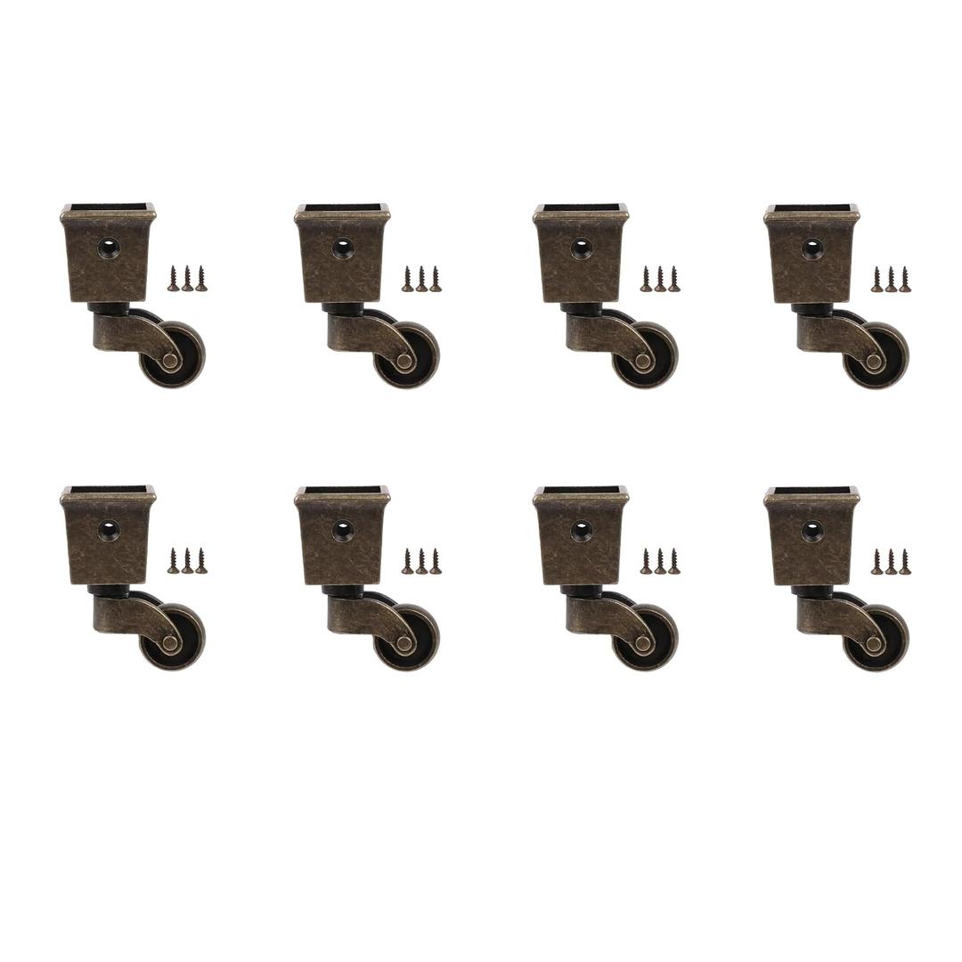 Vintage-Wheel-Caster-Cups Square Cup Swivel Wheel Casters for Furniture, Piano Stands, Tables, Cabinets, Bookshelves, Plant Stands 2.6 x 1.5 Inch (8PCS) by Emptty