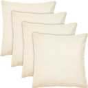 Juvale 4 Pack of Canvas Throw Pillow Covers, 17x17 Blank Pillow Cases (Cream Color, Cotton Material)