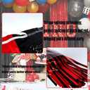 4 Pack Foil Fringe Curtain Backdrop, 3.28Ft x 8.2Ft Metallic Tinsel Foil Fringe Streamers Curtains for Photo Booth, Wedding, Casino Viva Las Vegas Game Night Birthday Party Decoration (Black Red)