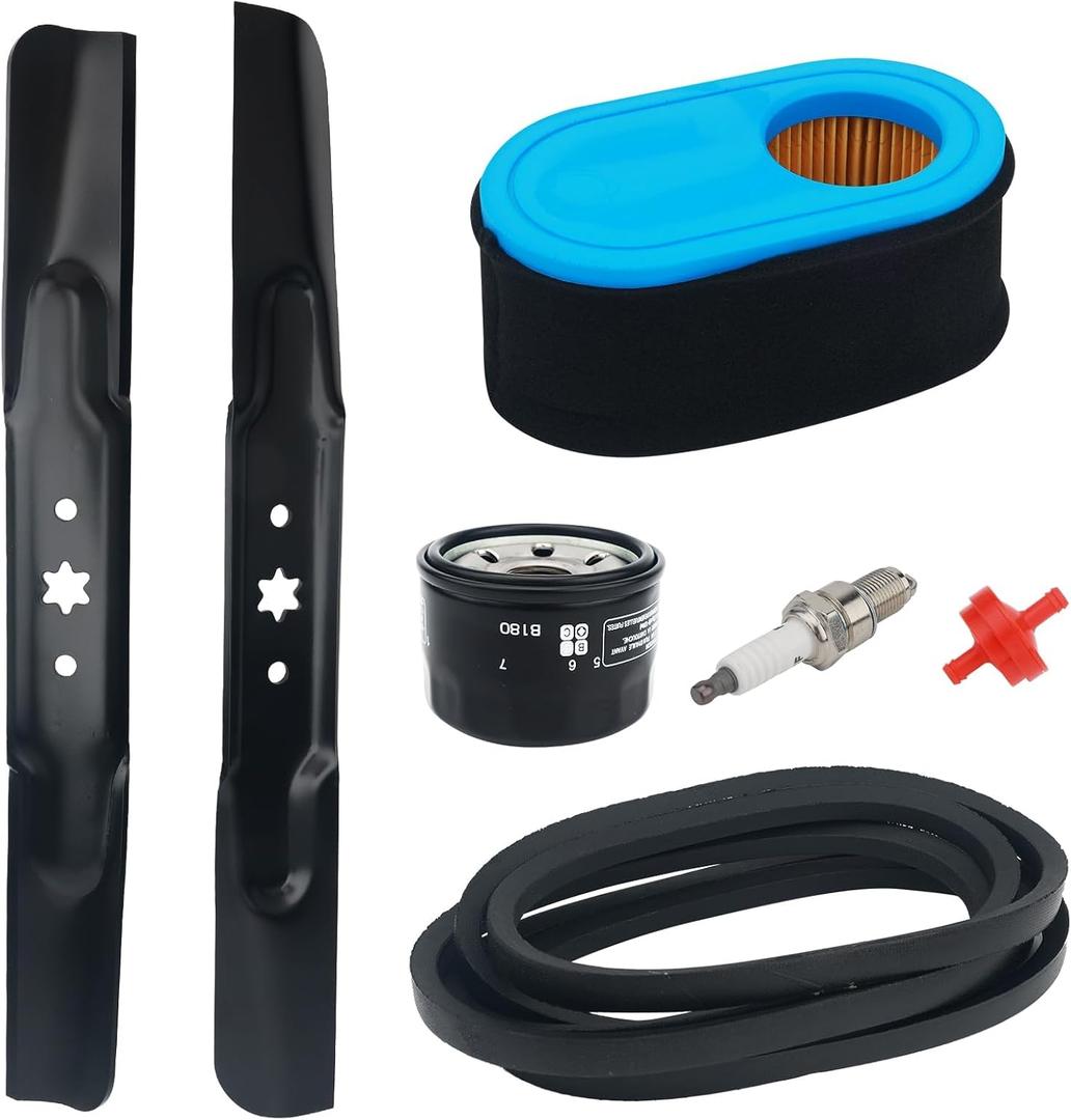 42" Deck Mower Tune Up Kit Compatible with Troy-Bilt TB42/Bronco/Pony 42 Craftsman T1000/T1200/LT1500 Huskee LT4200 942-04308 954-04060C 951-12260 with Blades, Belt,Air Filter,Oil Filter