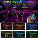5 in 1 Car Led Strip Lights with App Control, RGB Colors Interior Car Lights, Ambient Led Lighting Kit, 4 Light Flashing Modes, USB Neon Accessories for Doors, Center Console