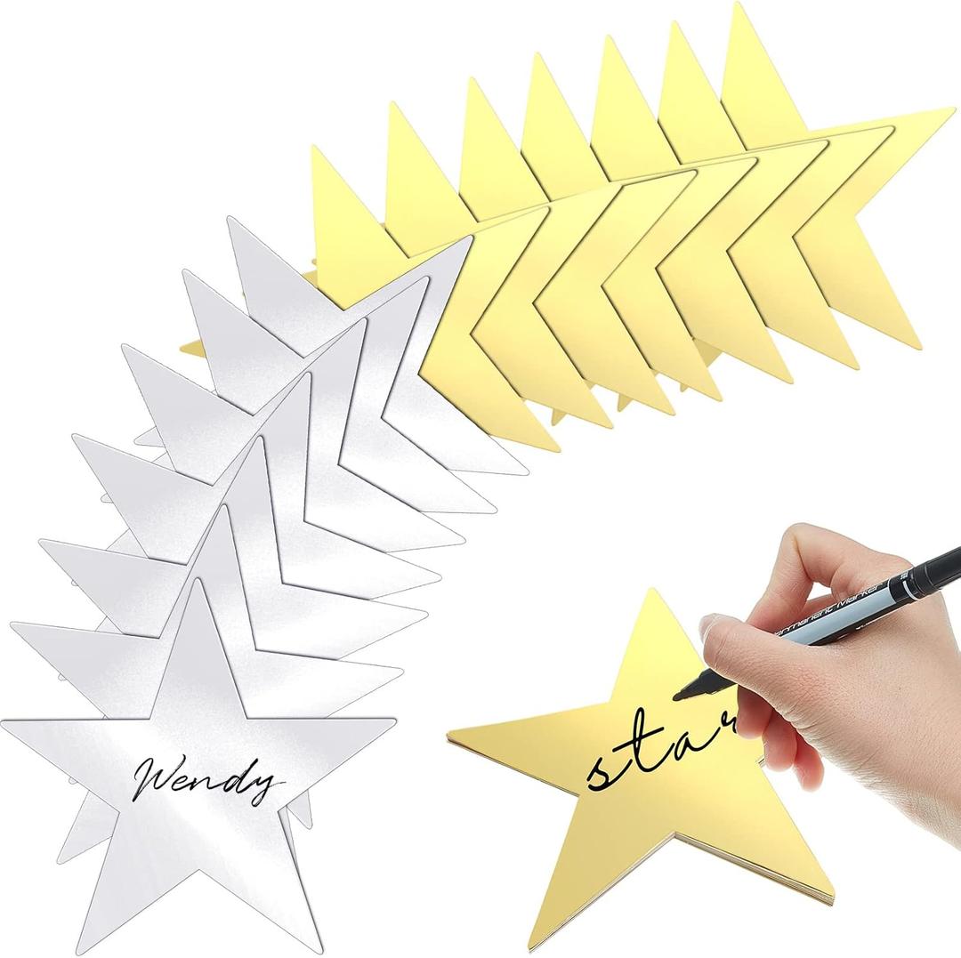 Leinuosen 80 Pieces Stars Cutouts Glitter Double Printed Paper Cardboard Stars Decorations for Bulletin Board Classroom Wall Graduation Party Supply, 6 Inches(Gold, Silver)
