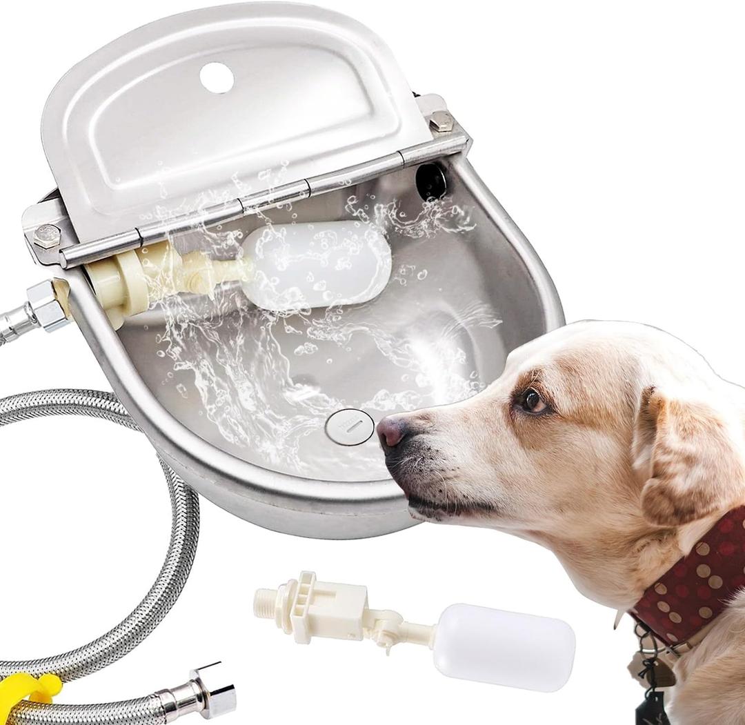 Automatic Dog Water Bowl Dispenser Large Size Pet Waterer Feeder Stainless-Steel Water Trough for Poultry and Small Livestock