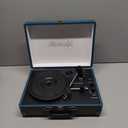 Vinyl Record Player 3-Speed Bluetooth Suitcase Portable Belt-Driven Record Player with Built-in Speakers RCA Line Out AUX in Headphone Jack Vintage Turntable Coral Blue