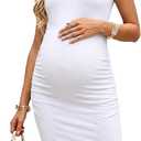 Liu & Qu Women's Maternity Sleeveless Tank Dresses Side Ruching Bodycon Dress for Daily Wearing or Baby Shower S