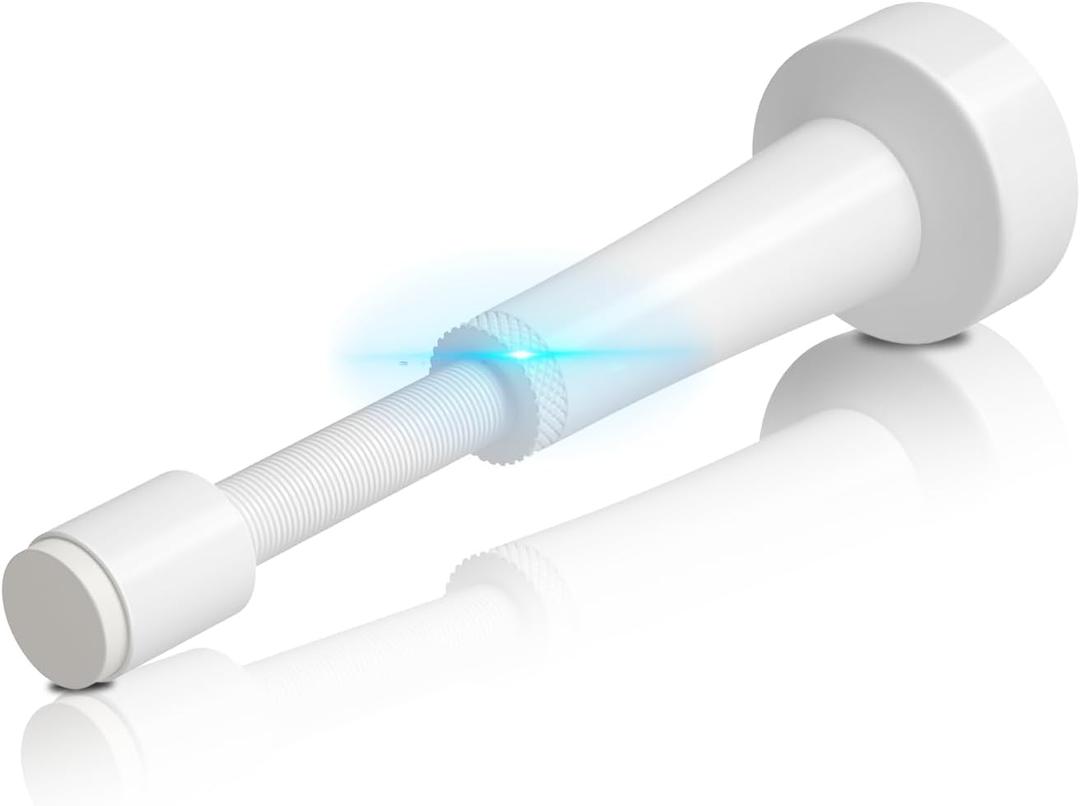 Adjustable Door Stoppers for Bottom of Door, 3.07-4.45 in Aluminum White Door Stop for Wall with Silicone Tip, Screw & Adhesive Installation