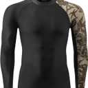 HUGE SPORTS Men's Rash Guard Long Sleeves UPF 50+ UV Sun Protection Quick Drying Splice Compression Swim Shirts Size Medium