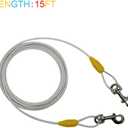 Petest 15ft Reflective Tie-Out Cable for Large Dogs Up to 90 Pounds