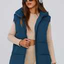 PRETTYGARDEN Women's Puffer Jacket Vests 2026 Fall Casual Sleeveless Stand Collar Zip Up Coats Warm Winter Outerwear (Dark Blue,Large) (Blue)