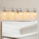 URSOLA 5 Lights 40" Bathroom Vanity Light Fixtures, Chrome Traditional Classic Vanity Light with Clear Glass, Bathroom Lighting Fixtures Over Mirror