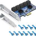 10-Port PCIe SATA 3.0 Expansion Card, x1 Lane with 10 SATA Data Cables, Supports 6Gbps SSD/HDD Storage Upgrade for Desktop PC