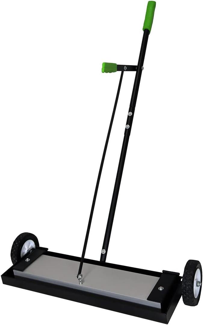 Grip 24" Magnetic Sweeper With Wheels With Lever Release - 30 lb Capacity - Easy Cleanup of Workshop, Garage, Construction