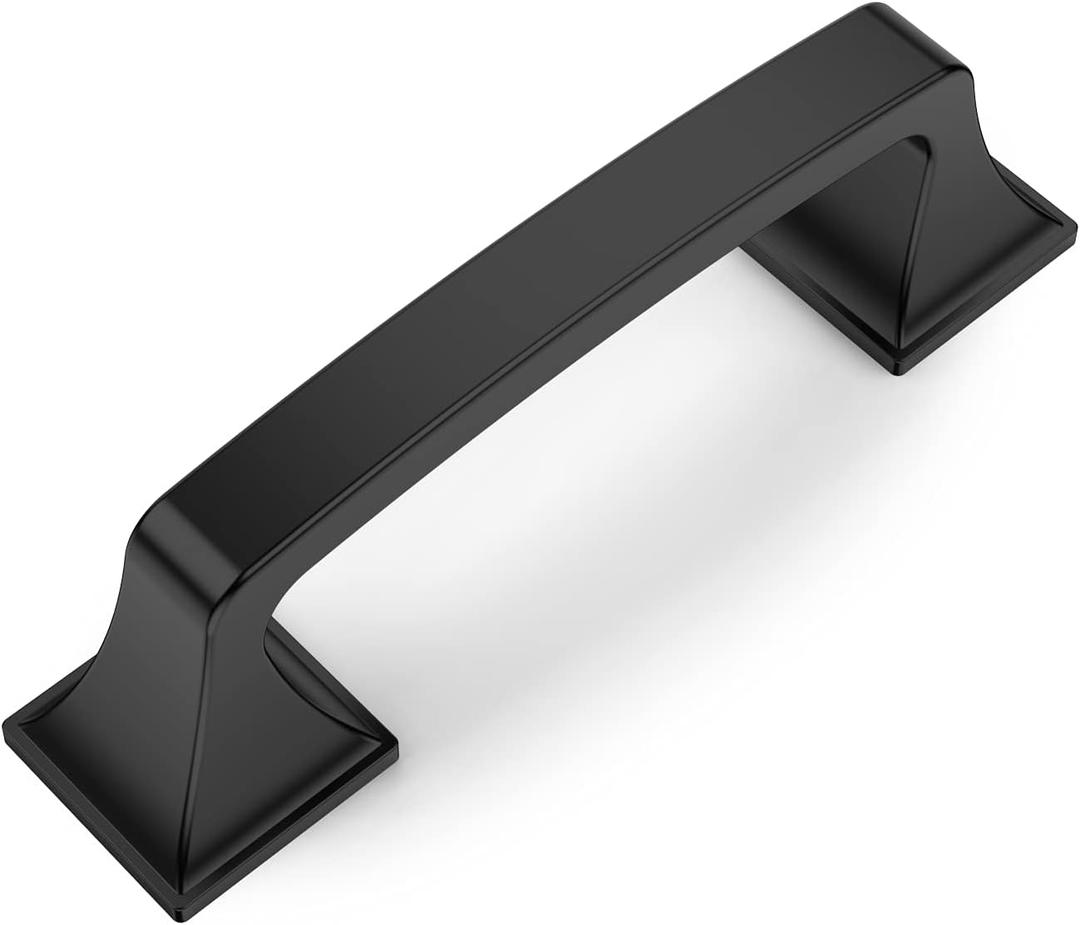 Amerdeco 10 Pack Matte Black 3 Inch(76mm) Hole Centers Kitchen Cabinet Pulls Hardware Kitchen Handles for Cabinets Cupboard Handles Drawer Pulls AM0002