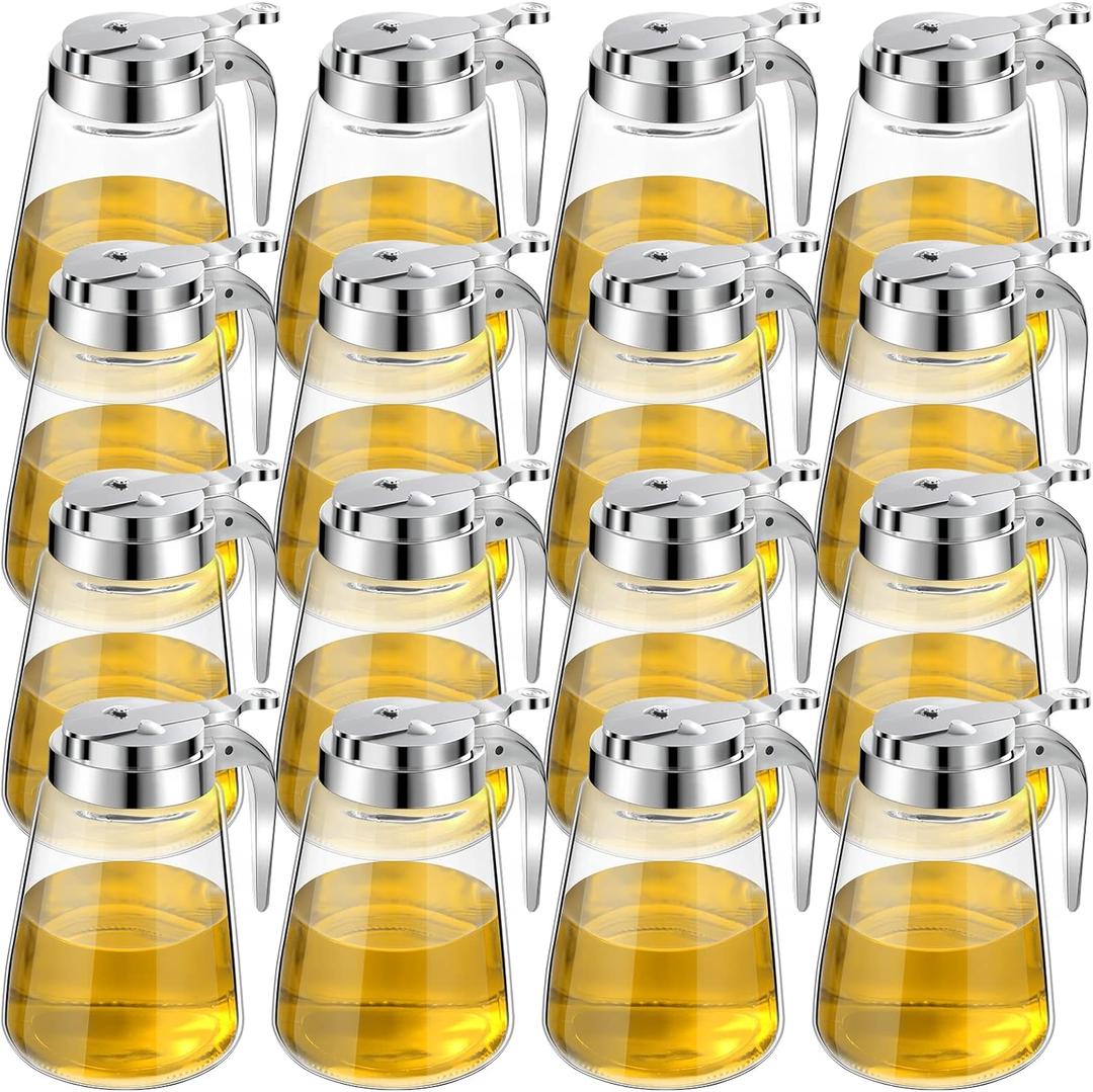 Set of 12 Honey Maple Syrup Dispenser 12 oz Glass Bottle Syrup Pitcher Containers with Retracting Spout for Restaurants Sugar Coffee Milk Creamer Condiment, 3.2 x 4.8 Inches