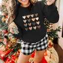 Yimoya Valentine Sweatshirt - Women's Cute Leopard Love Heart Shirt Gift (Black)