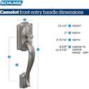 Schlage FE285 CAM 505 ACC 605 LH Camelot Front Entry Handleset with Left-Handed Accent Lever, Lower Half Grip, Bright Brass