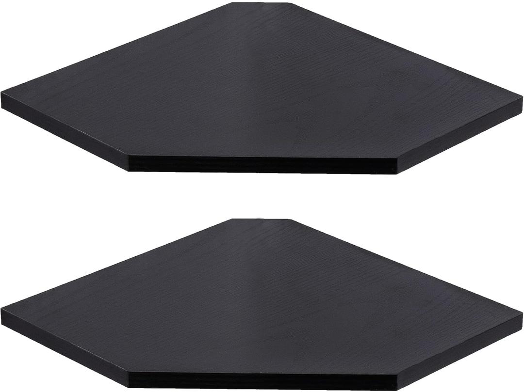 Corner Shelf Wall Mount, Floating Corner Shelves, Set of 2 Corner Wall Shelf Organizer, Rustic Wood Wall Storage Display Shelves for Living Room Bedroom Bathroom Kitchen, Classic Black (Black-2pack)