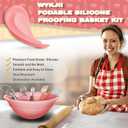 3 x Cream Pink Sourdough Bread Baking Set - Guard Basket, Proofing Basket & Bowl