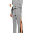 August Alley Men Full Tear Away Suit Set 2 Pcs Open Post Shoulder Shirt invalid Pants Recovery Pajama Fracture Care Bedridden(Gray,Large)