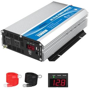 GIANDEL 2000Watt Power Inverter 12V DC to 110V 120V AC ETL Listed UL458 STD 2000W Inverter with 15 FT Wired Remote LED Display Dual Outlets for RVs Off Grid Solar Setup Truck Boat Marine