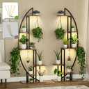 Plant Stand Indoor With Grow Lights - 6 Tiered Plant shelf for Indoor Plants Multiple, 62 Metal Plant Holders Indoor Stand, 2 Pcs Half-Moon-Shaped Plant Display Rack Indoor for Living Room (Black) (Black)