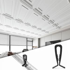 Art3d 50-Pack Hold-Down Clip for Drop Ceiling Tiles, 1.9 x 1 Inch Ceiling Grid Clips for Standard Ceiling Grid System