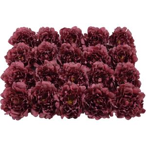 20 Pcs Artificial Flower Peonies, 5" Silk Fake Peonies with 6" Stems No Leaf, Faux Peonies Flowers for Decoration Wedding Home Party Centerpiece Decor Floral Art (Wine Red)