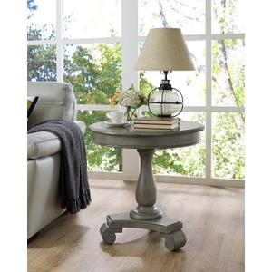 Roundhill Furniture Rene Contemporary Wood Pedestal Side Table, (Grey)