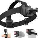 TELESIN Head Strap Mount with Cap Clip, Quick Release Head Belt Mount Compatible with GoPro Max/Hero 13/12/11/10/9/8, Insta360 X5, DJI Osmo Nano Action 5 Pro Action 4 3, AKASO and Most Action Cameras